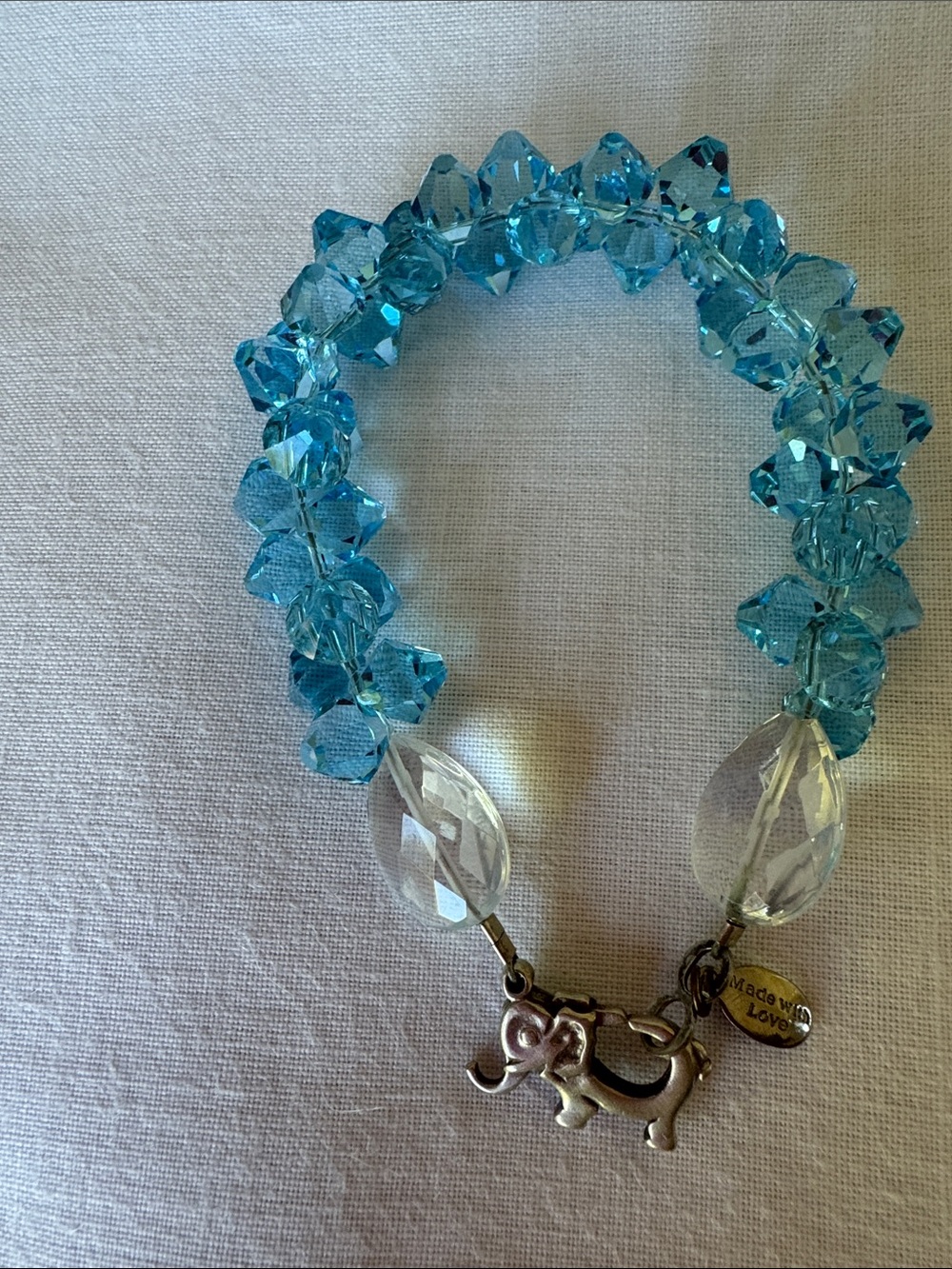 JoJo Blue Briolette & Moonstone Bracelet with Elephant Clasp